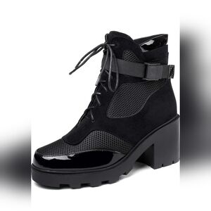 Women's Ankle Booties Chunky Lace Up Combat Boots Tactical Military Boot 9